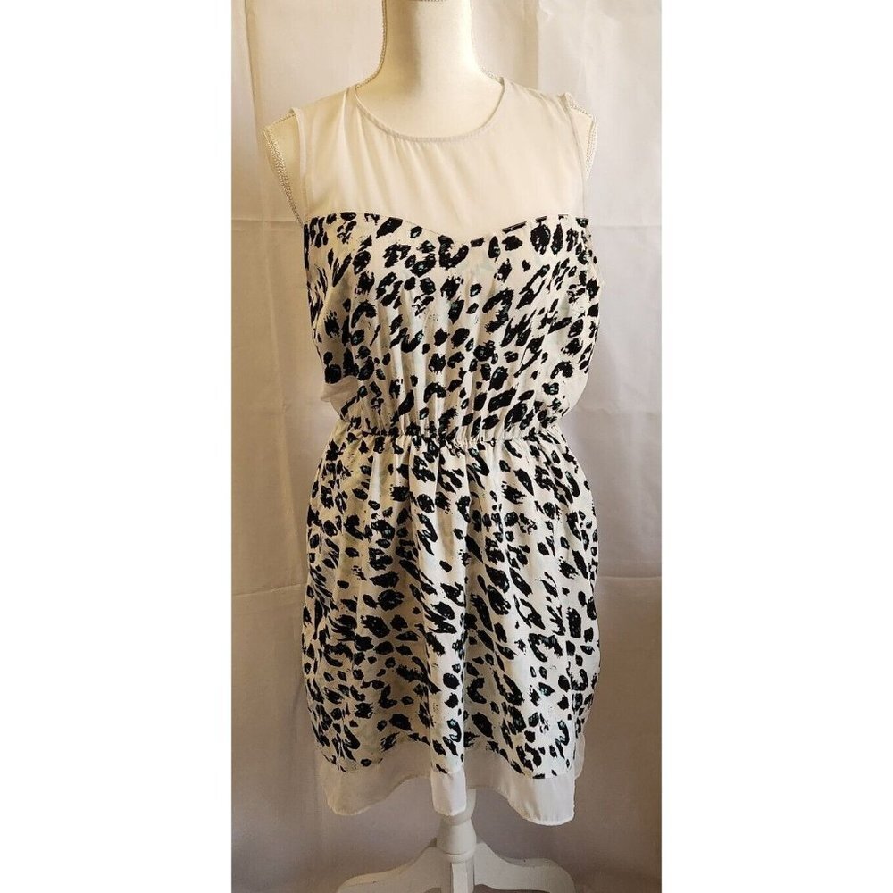 W118 Walter Baker Cheetah Print Dress Size Medium Sheer Portions Skirt Lined